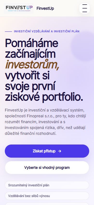 Web FinvestUp v telefonu