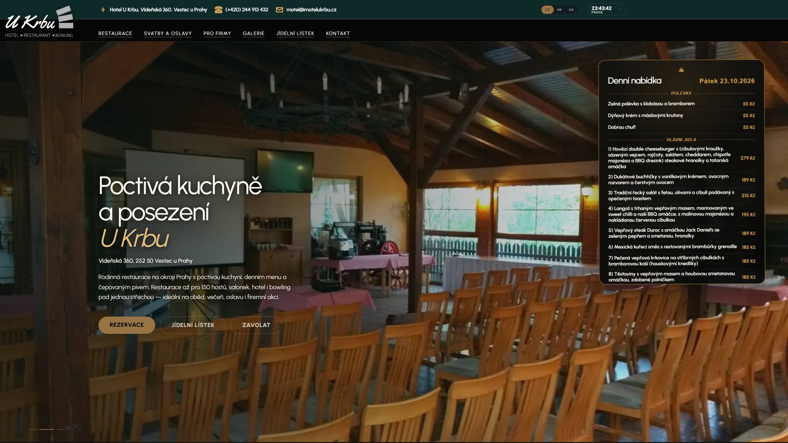 Web Restaurace U Krbu – monitor
