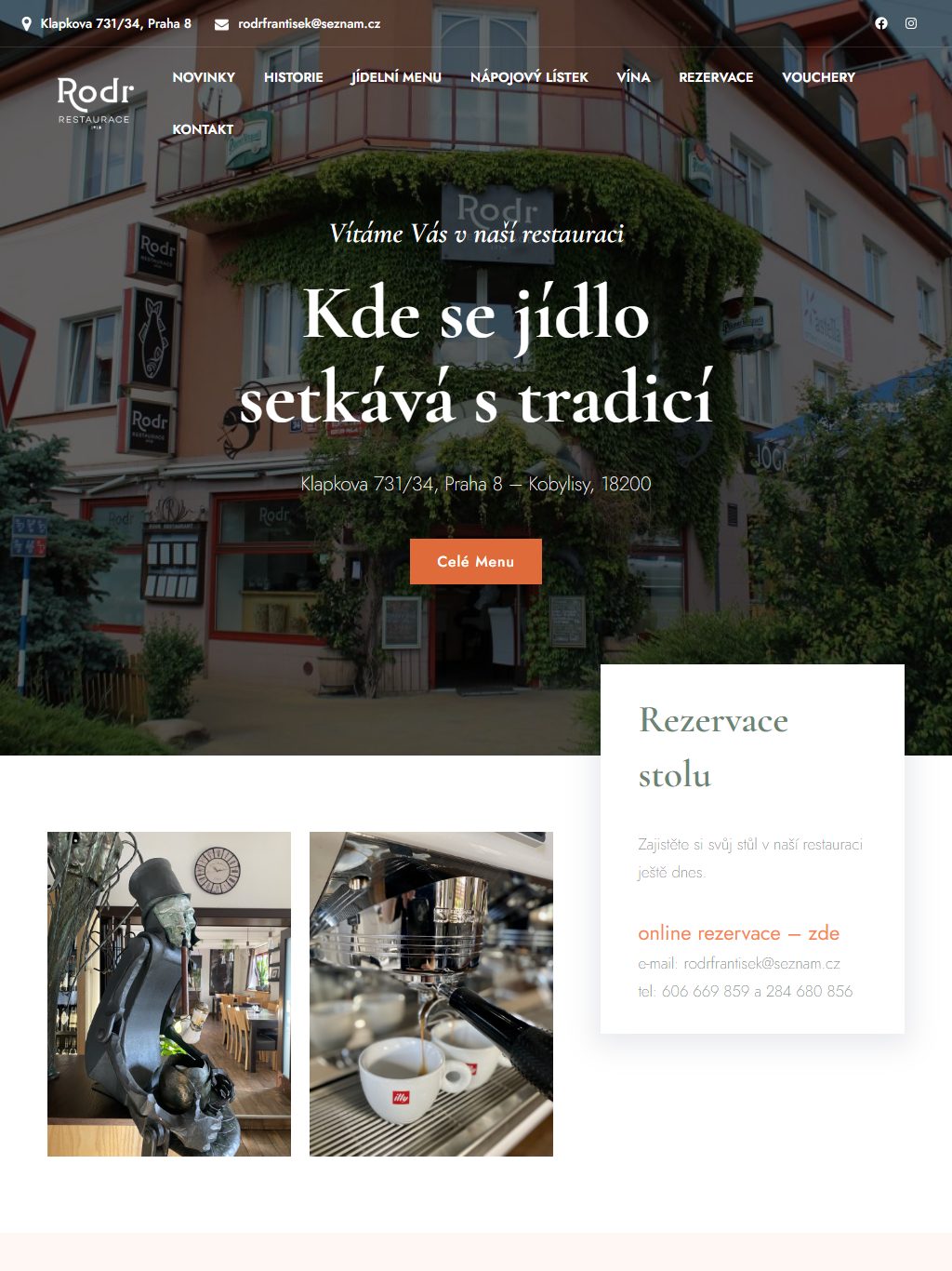 Сайт Restaurace Rodr – планшет