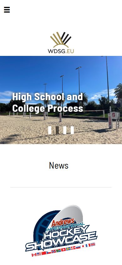 Le site de World Development Sports Group sur téléphone